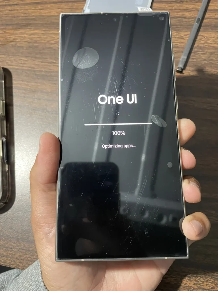 Samsung Galaxy phone powered on after a repair